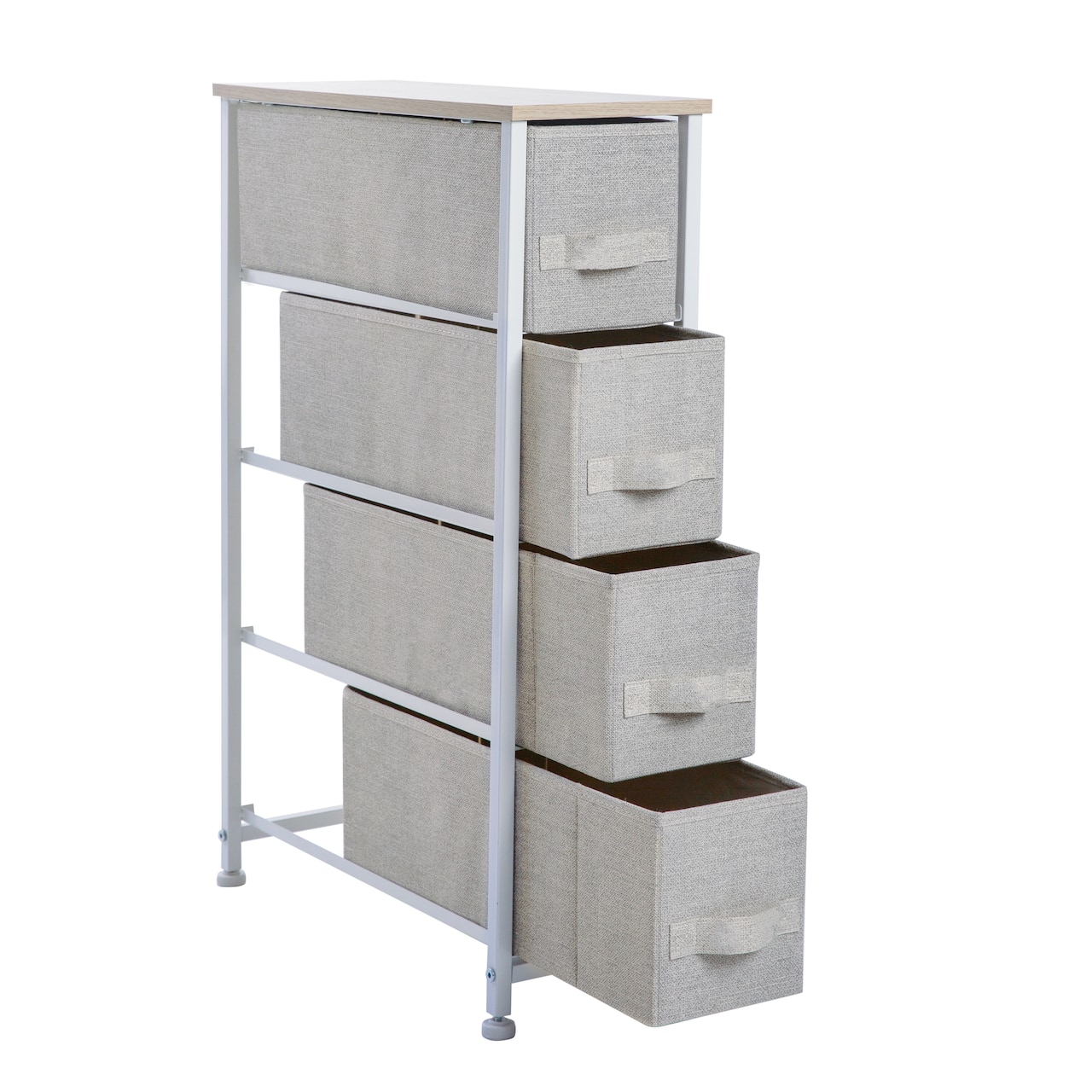 Simplify Beige 4 Drawer Narrow Storage Chest